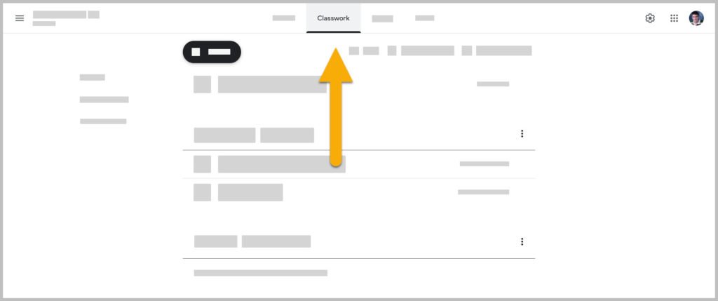 Classwork page in Google Classroom