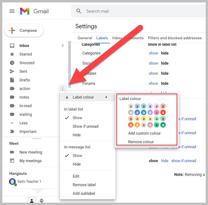 Add a color to Gmail labels