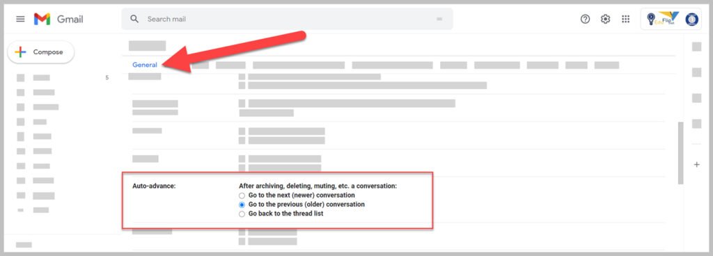 Auto Advance options in Gmail
