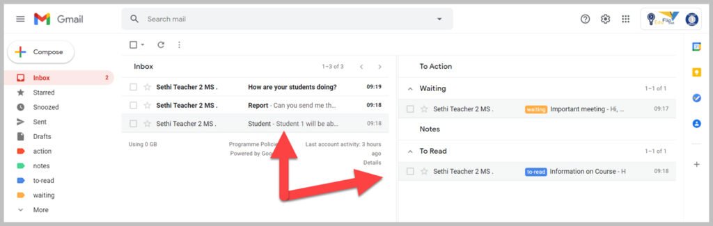 Multiple imboxes in Gmail with labeled messages.