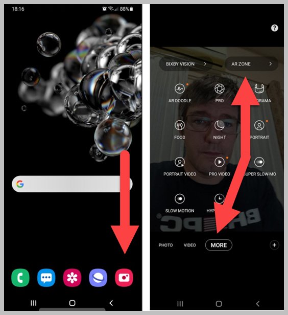 Select the Camera and choose more settings