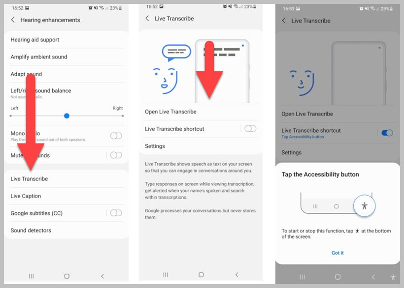 Live transcription on Android