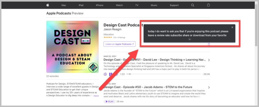 Live Captions working on a podcast