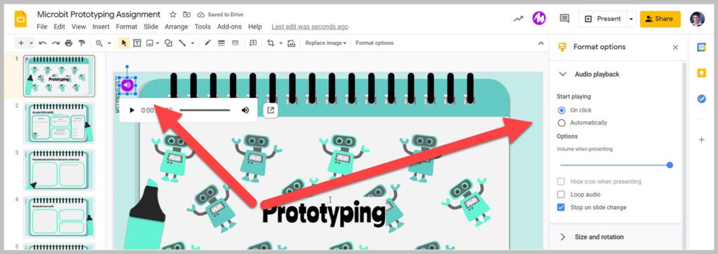 Change the playback settings in Google Slides