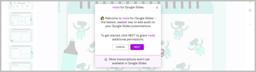 Mote permissions in Google slides