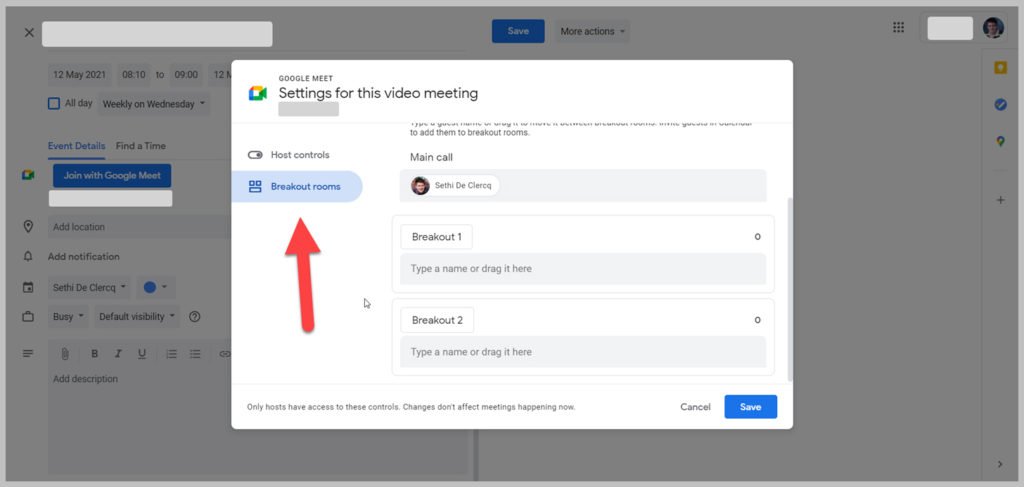 Create Google Meet breakout rooms in advance