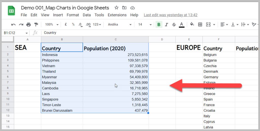 Select the data you want to use