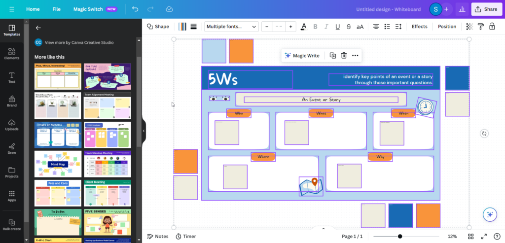 Canva Whiteboard Interface