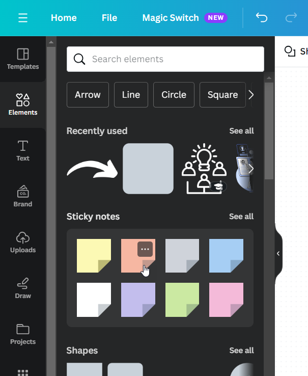 Canva insert elements