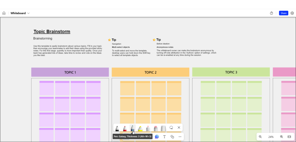 Microsoft Whiteboard Interface