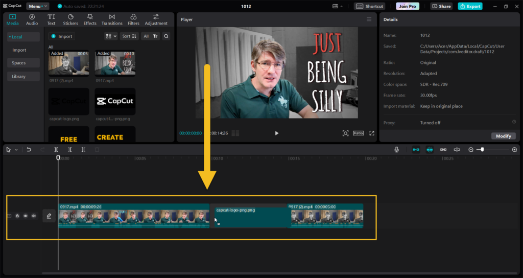 Timeline in CapCut