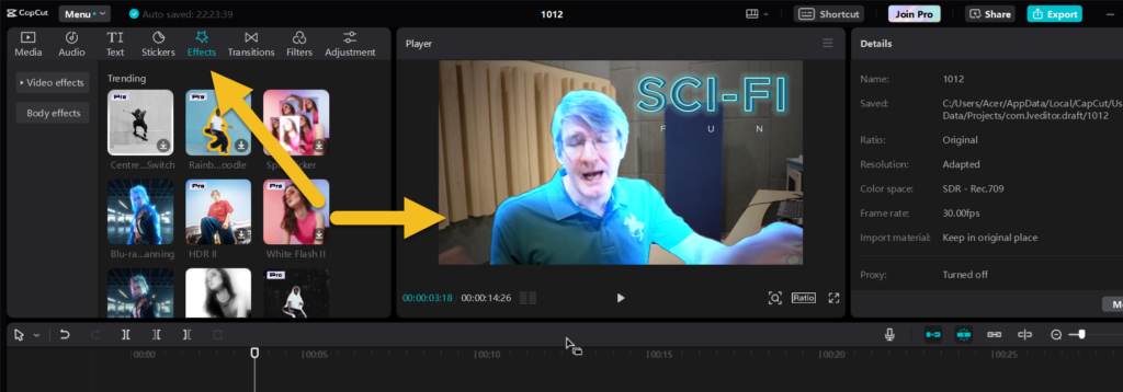 Effects in CapCut