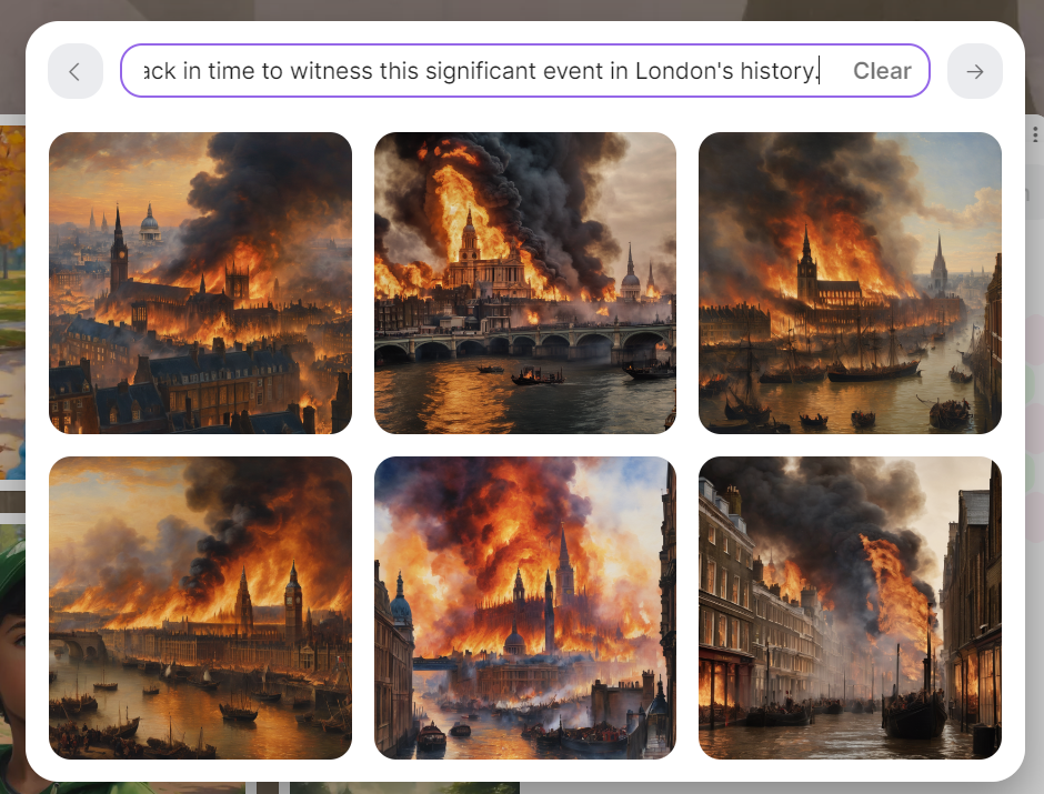 6 Images of the great fire of London