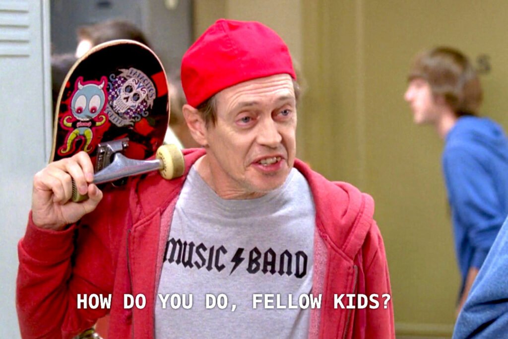 Olds guy trying to be young meme picture
