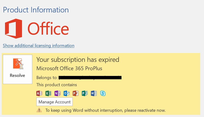 Office 365 Expired