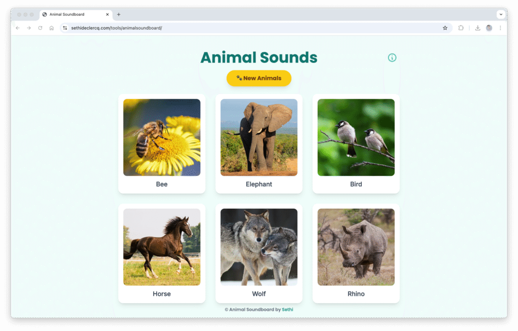 Animal Sounds Soundboard